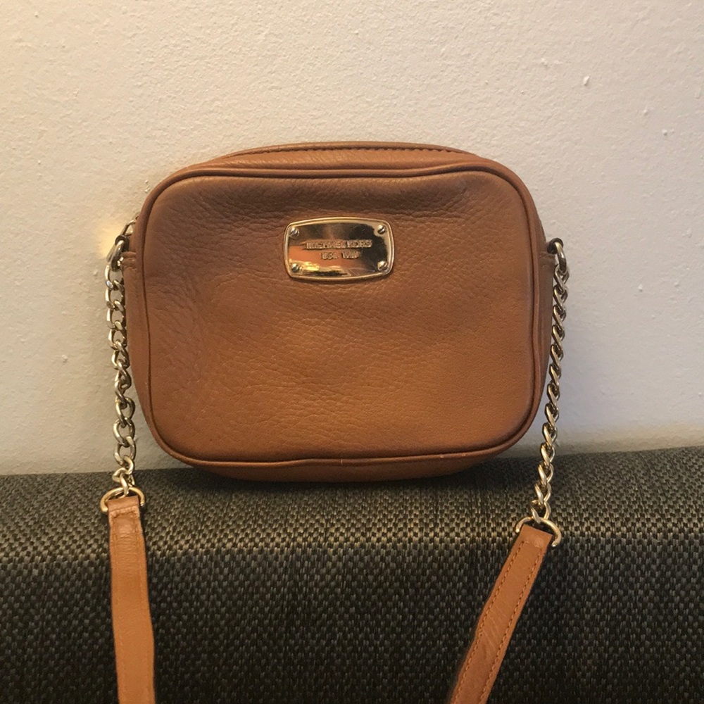 Michael Kors light brown mini cross body bag